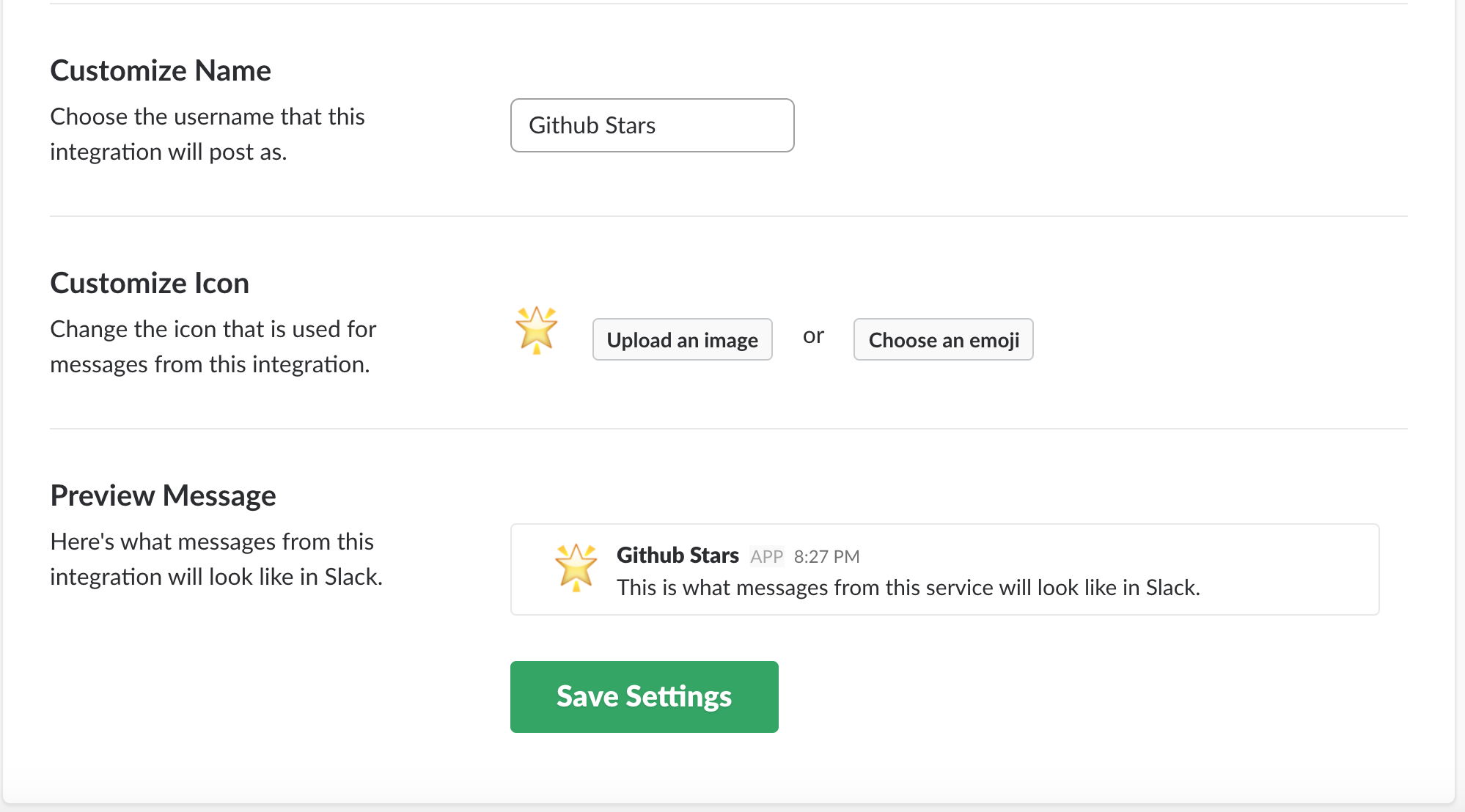 Webhook display