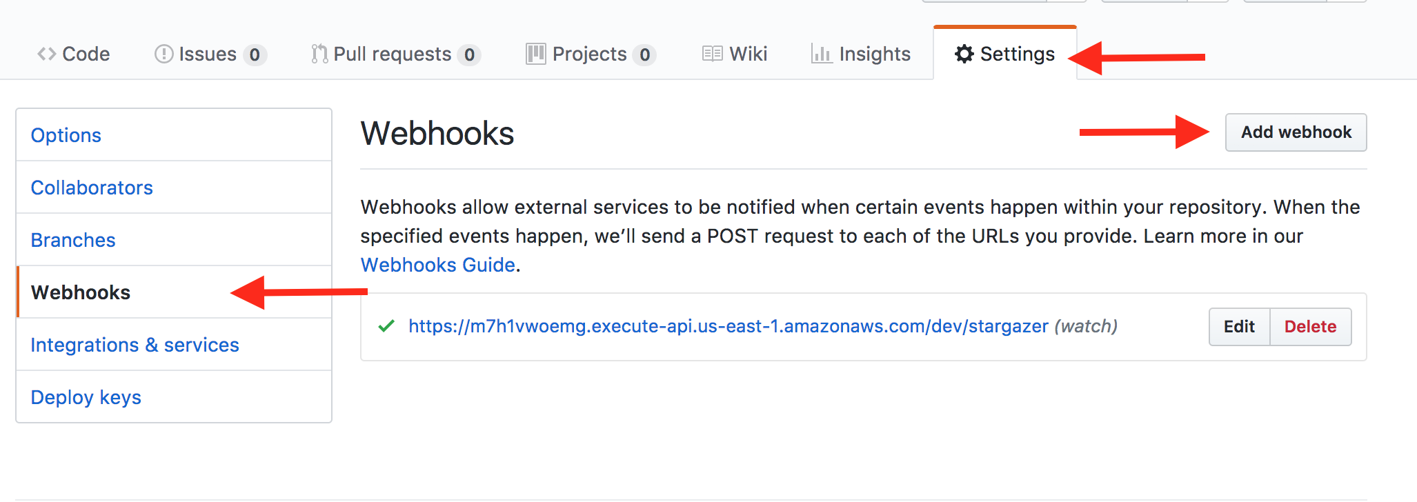 Create webhook