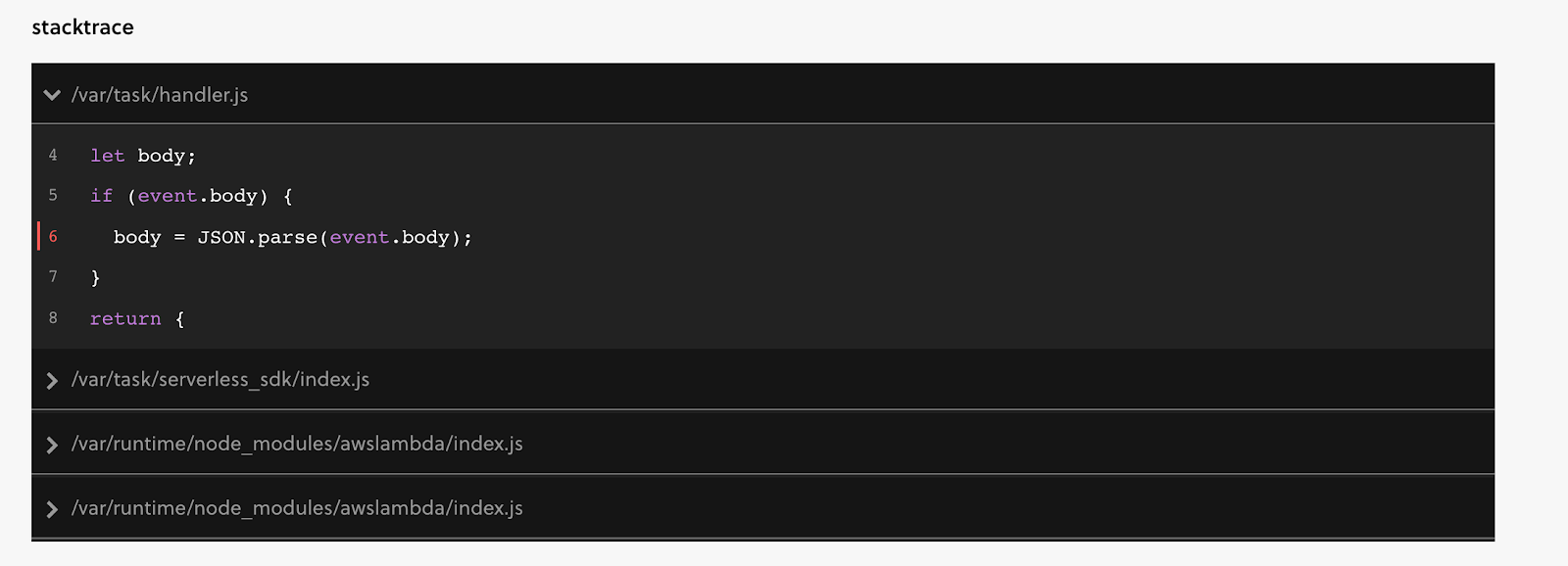 Stack trace